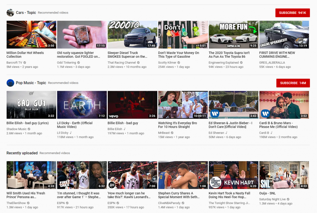YouTube卡片式布局
